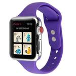 For Apple Watch Series 8&7 41mm / SE 2&6&SE&5&4 40mm / 3&2&1 38mm Thin Silicone Double Buckle Watch Band(Purple)