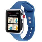 For Apple Watch Series 8&7 41mm / SE 2&6&SE&5&4 40mm / 3&2&1 38mm Thin Silicone Double Buckle Watch Band(Ceramic Blue)