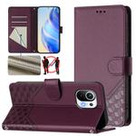 For Xiaomi Mi 11 Honeycomb Embossing RFID Leather Phone Case(Violet)