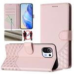 For Xiaomi Mi 11 Lite / Mi 11 Lite 5G NE Honeycomb Embossing RFID Leather Phone Case(Pink)