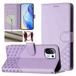 For Xiaomi Mi 11 Lite / Mi 11 Lite 5G NE Honeycomb Embossing RFID Leather Phone Case(Light Purple)