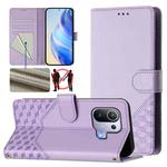 For Xiaomi Mi 11 Pro Honeycomb Embossing RFID Leather Phone Case(Light Purple)