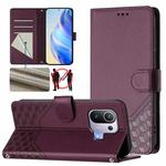 For Xiaomi Mi 11 Pro Honeycomb Embossing RFID Leather Phone Case(Violet)