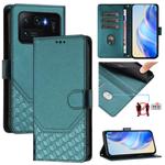 For Xiaomi Mi 11 Ultra Honeycomb Embossing RFID Leather Phone Case(Peacock Green)