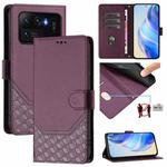 For Xiaomi Mi 11 Ultra Honeycomb Embossing RFID Leather Phone Case(Violet)