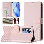 For Xiaomi 12 Pro / 12S Pro Honeycomb Embossing RFID Leather Phone Case(Pink)