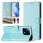 For Xiaomi 13 5G Honeycomb Embossing RFID Leather Phone Case(Mint Green)