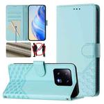 For Xiaomi 13 Pro 5G Honeycomb Embossing RFID Leather Phone Case(Mint Green)