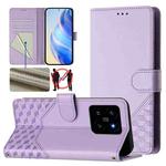 For Xiaomi 14 Honeycomb Embossing RFID Leather Phone Case(Light Purple)