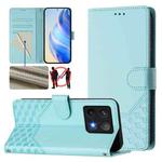 For Xiaomi 14T Pro Honeycomb Embossing RFID Leather Phone Case(Mint Green)