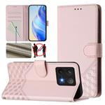 For Xiaomi 14T Pro Honeycomb Embossing RFID Leather Phone Case(Pink)