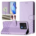 For Xiaomi 14T Pro Honeycomb Embossing RFID Leather Phone Case(Light Purple)