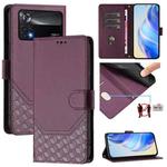 For Xiaomi Poco X4 Pro 5G Honeycomb Embossing RFID Leather Phone Case(Violet)