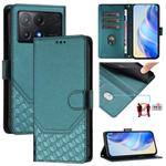 For Xiaomi Poco X6 Pro / Redmi K70E Honeycomb Embossing RFID Leather Phone Case(Peacock Green)