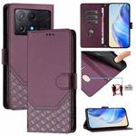 For Xiaomi Poco X6 Pro / Redmi K70E Honeycomb Embossing RFID Leather Phone Case(Violet)