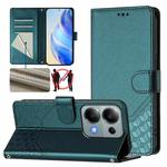 For Xiaomi Poco M6 Pro 4G Honeycomb Embossing RFID Leather Phone Case(Peacock Green)