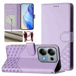 For Xiaomi Poco M6 Pro 4G Honeycomb Embossing RFID Leather Phone Case(Light Purple)