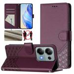 For Xiaomi Poco M6 Pro 4G Honeycomb Embossing RFID Leather Phone Case(Violet)