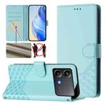 For Xiaomi Poco X6 Neo 5G Honeycomb Embossing RFID Leather Phone Case(Mint Green)