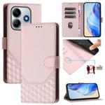 For Xiaomi Poco M7 Pro 5G Honeycomb Embossing RFID Leather Phone Case(Pink)