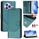 For Xiaomi Civi 5 Pro 5G Honeycomb Embossing RFID Leather Phone Case(Peacock Green)