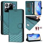 For Xiaomi 15S Pro 5G Honeycomb Embossing RFID Leather Phone Case(Peacock Green)