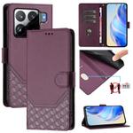 For Xiaomi 15S Pro 5G Honeycomb Embossing RFID Leather Phone Case(Violet)