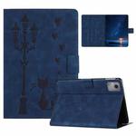 For Lenovo Tab M11 / Xiaoxin Pad 2024 Embossed Couple Cat Smart Tablet Leather Case(Blue)