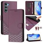 For Motorola Edge S30 / Moto G200 5G Honeycomb Embossing RFID Leather Phone Case(Violet)