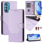 For Motorola Edge 30 Honeycomb Embossing RFID Leather Phone Case(Light Purple)