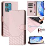 For Motorola Edge 40 Neo 5G Honeycomb Embossing RFID Leather Phone Case(Pink)