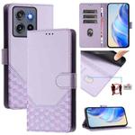 For Motorola Edge 50 Neo Honeycomb Embossing RFID Leather Phone Case(Light Purple)