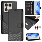 For Motorola Edge 50 Ultra / X50 Ultra Honeycomb Embossing RFID Leather Phone Case(Black)