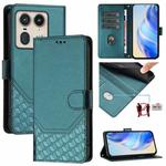 For Motorola Edge 50 Ultra / X50 Ultra Honeycomb Embossing RFID Leather Phone Case(Peacock Green)