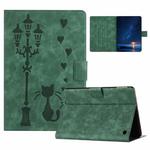 For Amazon Kindle Fire HD 10 2023 / 2021 Embossed Couple Cat Smart Tablet Leather Case(Green)