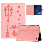 For Amazon Kindle Fire HD 10 2023 / 2021 Embossed Couple Cat Smart Tablet Leather Case(Pink)