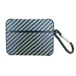 For AirPods Pro 2 Carbon Fiber Square Leather Earphone Case with Hook(Black)