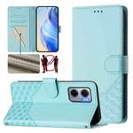 For Redmi 10 5G / Note 11E 5G / Note 11R Honeycomb Embossing RFID Leather Phone Case(Mint Green)