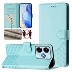 For Redmi 13 5G / 4G Global Honeycomb Embossing RFID Leather Phone Case(Mint Green)