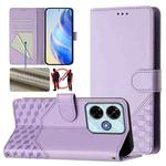 For Redmi 13 5G / 4G Global Honeycomb Embossing RFID Leather Phone Case(Light Purple)