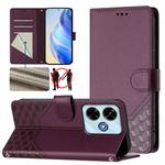 For Redmi 13 5G / 4G Global Honeycomb Embossing RFID Leather Phone Case(Violet)