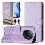 For Redmi A3 4G Global / A3X 4G Honeycomb Embossing RFID Leather Phone Case(Light Purple)