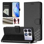 For Redmi K70 Ultra 5G Honeycomb Embossing RFID Leather Phone Case(Black)