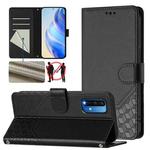 For Redmi 9T Global Honeycomb Embossing RFID Leather Phone Case(Black)