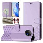 For Redmi Note 9T Global Honeycomb Embossing RFID Leather Phone Case(Light Purple)