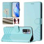 For Redmi Note 10 Pro 4G / Note 10 Pro Max Honeycomb Embossing RFID Leather Phone Case(Mint Green)