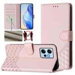 For Redmi Note 12 4G Global Honeycomb Embossing RFID Leather Phone Case(Pink)