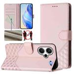 For Redmi Note 13 Pro+ 5G Global Honeycomb Embossing RFID Leather Phone Case(Pink)