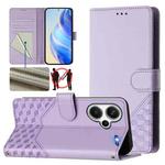 For Redmi Note 13 Pro+ 5G Global Honeycomb Embossing RFID Leather Phone Case(Light Purple)