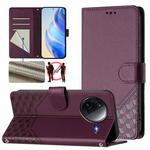 For Redmi K80 5G / K80 Pro 5G Honeycomb Embossing RFID Leather Phone Case(Violet)